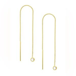 🎸Saks Fifth Avenue🎸🔥NWT🔥Threader 14K Yellow Gold & Crystal Bezel